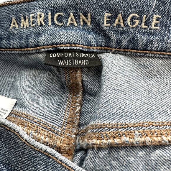 American Eagle 90s Flare Jean Easy Breezy Blue Comfort Stretch Distressed 12 NWT - Picture 5 of 8
